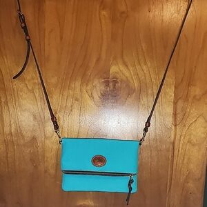 Dooney & Bourke Turquoise and Brown Crossbody Bag